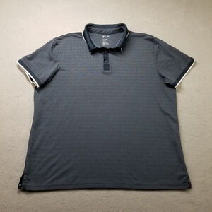 FLX Polo Shirt Mens Size XL Blue Tech Polyester Golf AOP Allover Geometric